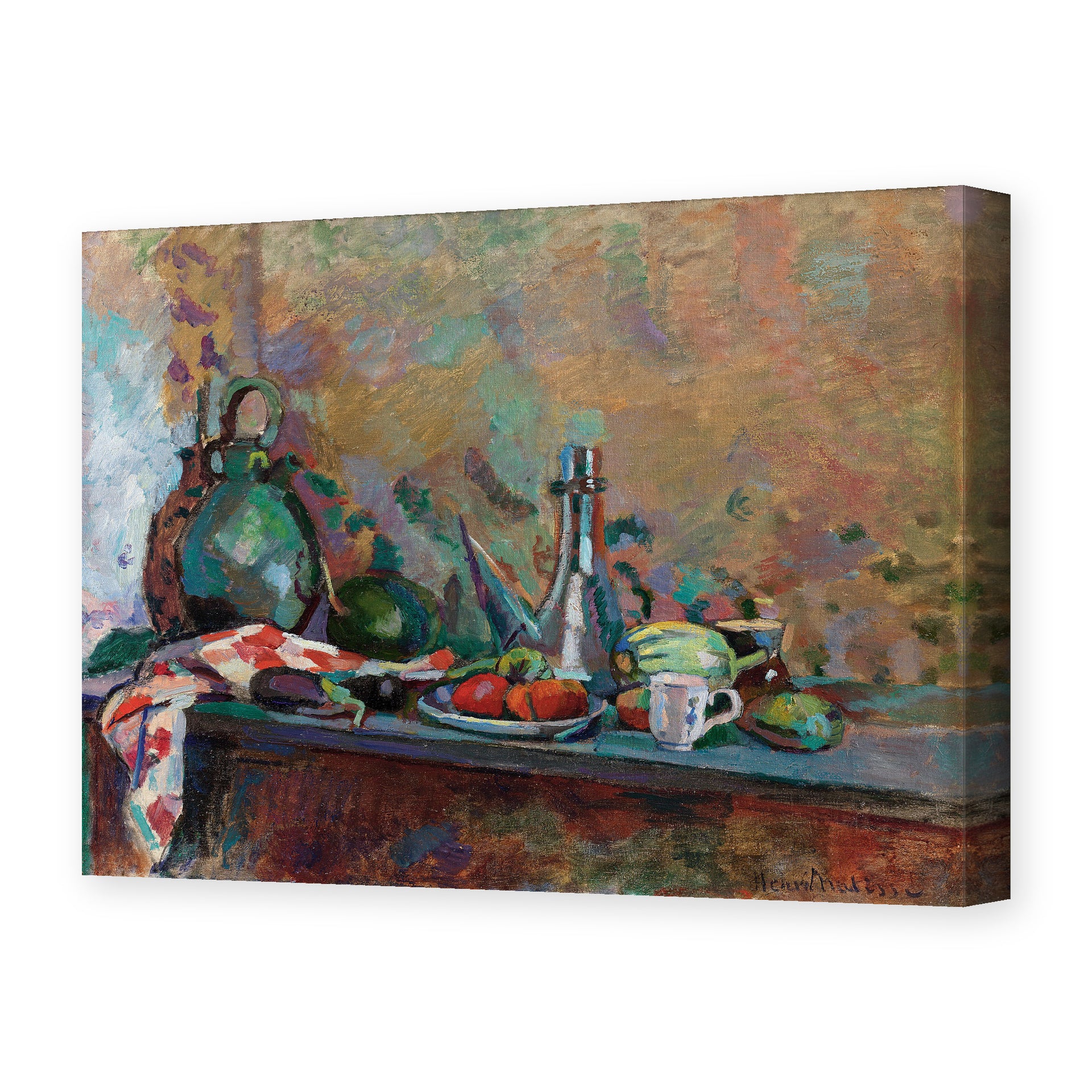 Henri Matisse's Still Life with Purro painting reproduced as a gallery-wrapped canvas print