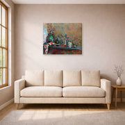 Gallery-wrapped canvas print of Henri Matisse's Still Life with Purro hanging in a living room, view 1