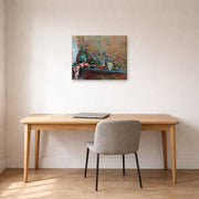 Gallery-wrapped canvas print of Henri Matisse's Still Life with Purro hanging in a home office
