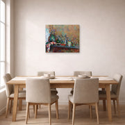 Unframed poster print of Henri Matisse's Still Life with Purro displayed on a dining room wall