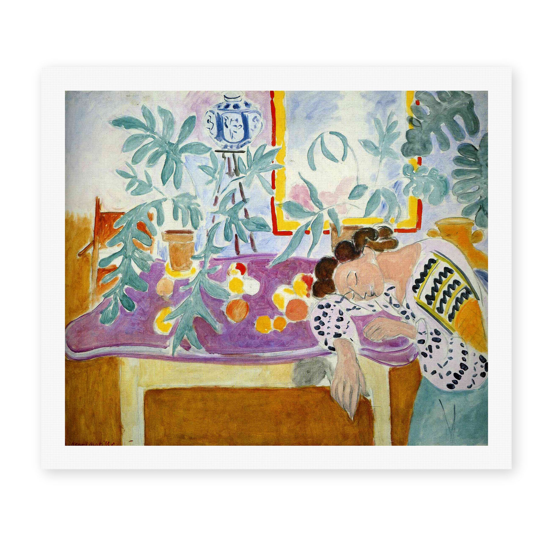 Henri Matisse's Still Life with Sleeper painting reproduced as a rolled canvas print