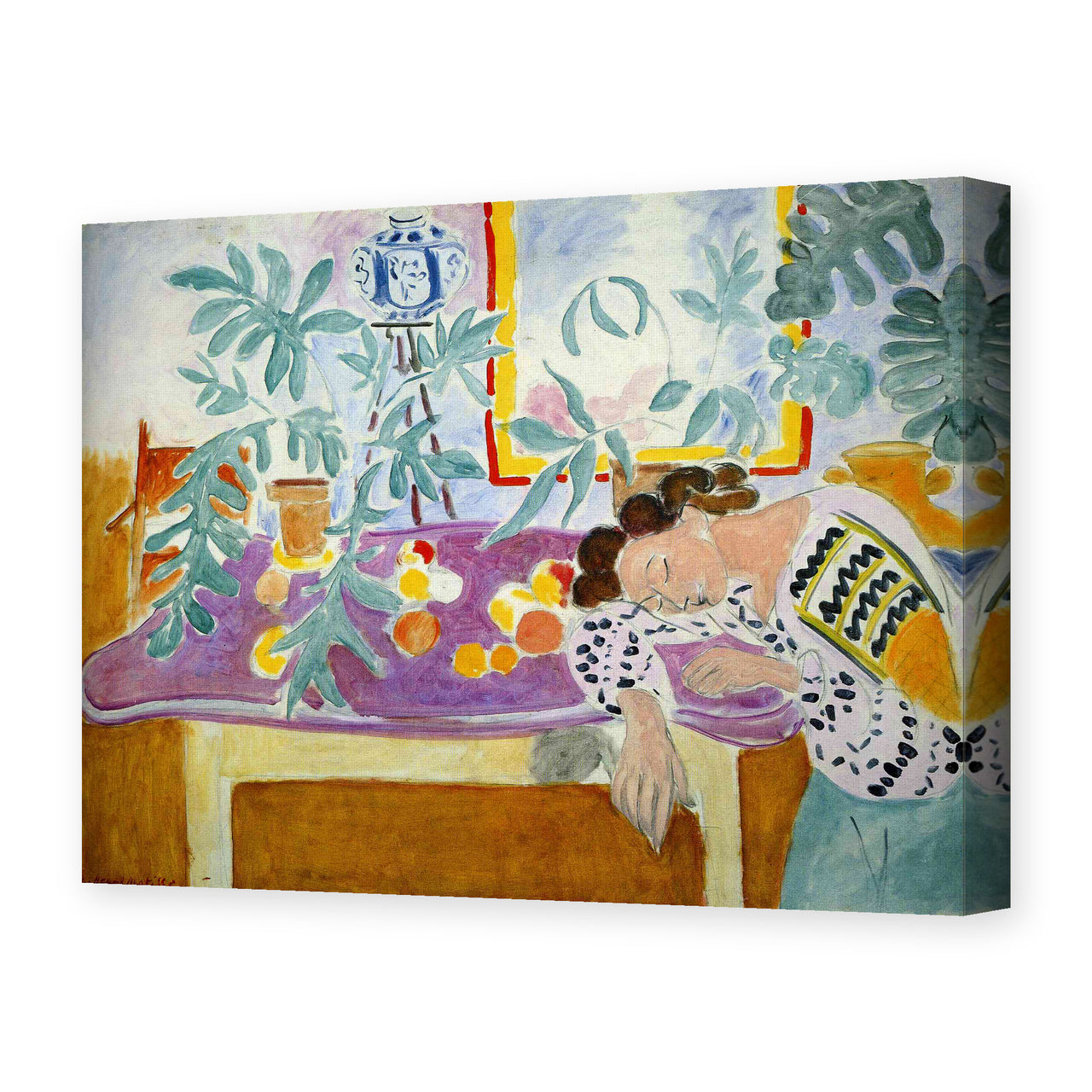 Henri Matisse's Still Life with Sleeper painting reproduced as a gallery-wrapped canvas print