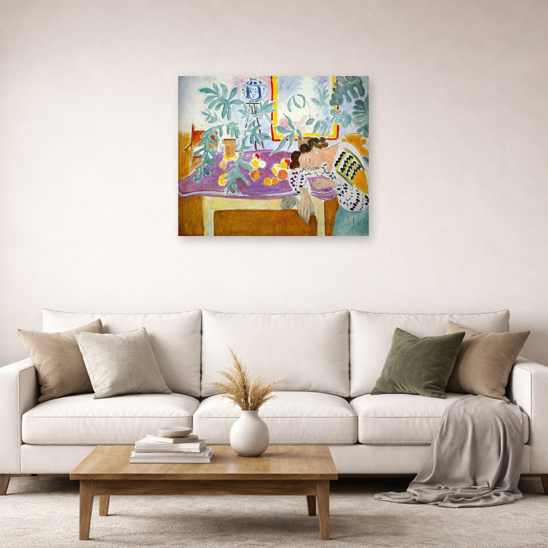 Unframed poster print of Henri Matisse's Still Life with Sleeper displayed in a living room, view 2