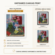 Henri Matisse - Still Life with Three Vases canvas print size comparison and framing display infographic