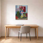 Gallery-wrapped canvas print of Henri Matisse's Still Life with Three Vases hanging in a home office