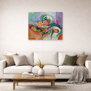 Gallery-wrapped canvas print of Henri Matisse's Still Life with Vegetables hanging in a living room, view 2