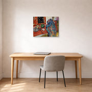 Gallery-wrapped canvas print of Henri Matisse's Still Life with a Red Rug hanging in a home office
