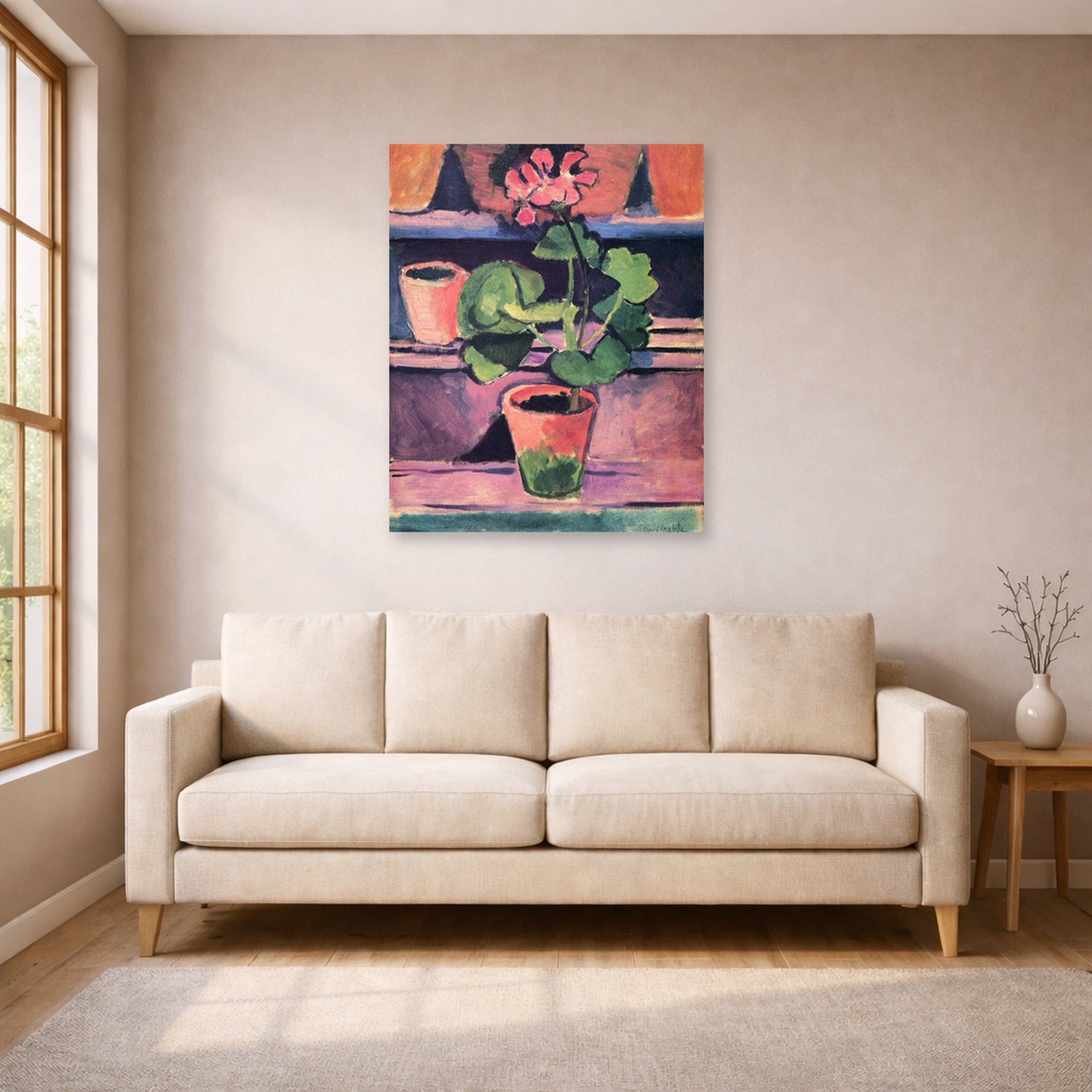 Unframed poster print of Henri Matisse's Still Life displayed in a living room, view 1