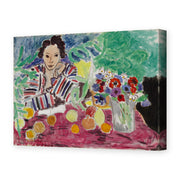 Henri Matisse's Striped Robe, Fruit and Anemones painting reproduced as a gallery-wrapped canvas print