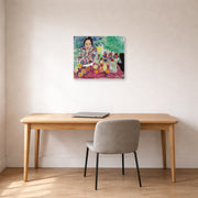 Unframed poster print of Henri Matisse's Striped Robe, Fruit and Anemones displayed in a home office