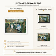 Henri Matisse - Tea in the Garden canvas print size comparison and framing display infographic