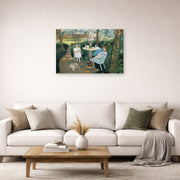 Gallery-wrapped canvas print of Henri Matisse's Tea in the Garden hanging in a living room, view 2
