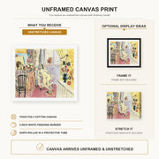 Henri Matisse - The Artist and His Model canvas print size comparison and framing display infographic