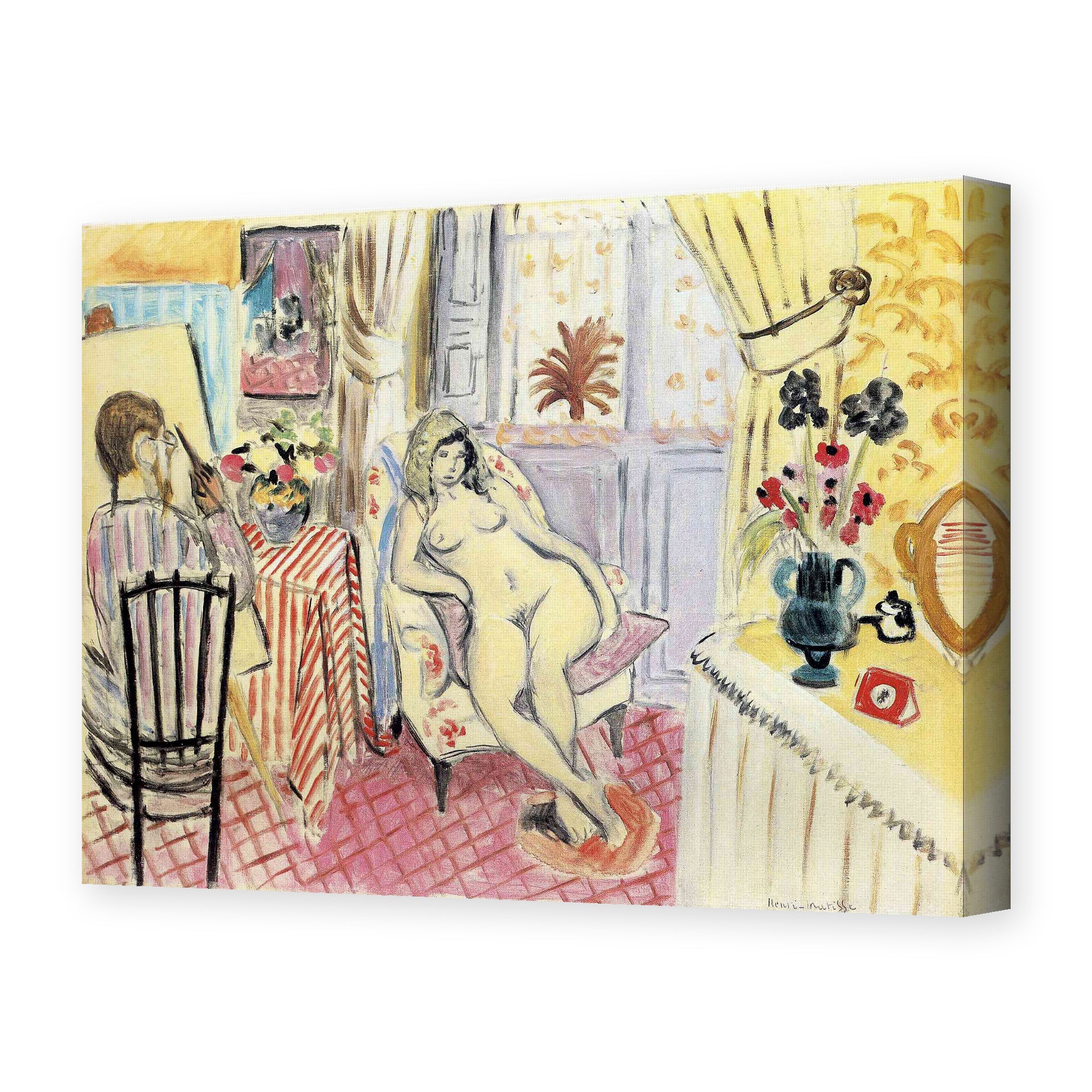 Henri Matisse's The Artist and His Model painting reproduced as a gallery-wrapped canvas print