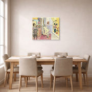 Gallery-wrapped canvas print of Henri Matisse's The Artist and His Model hanging on a dining room wall