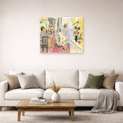 Unframed poster print of Henri Matisse's The Artist and His Model displayed in a living room, view 2
