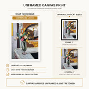 Henri Matisse - The Bed in the Mirror canvas print size comparison and framing display infographic