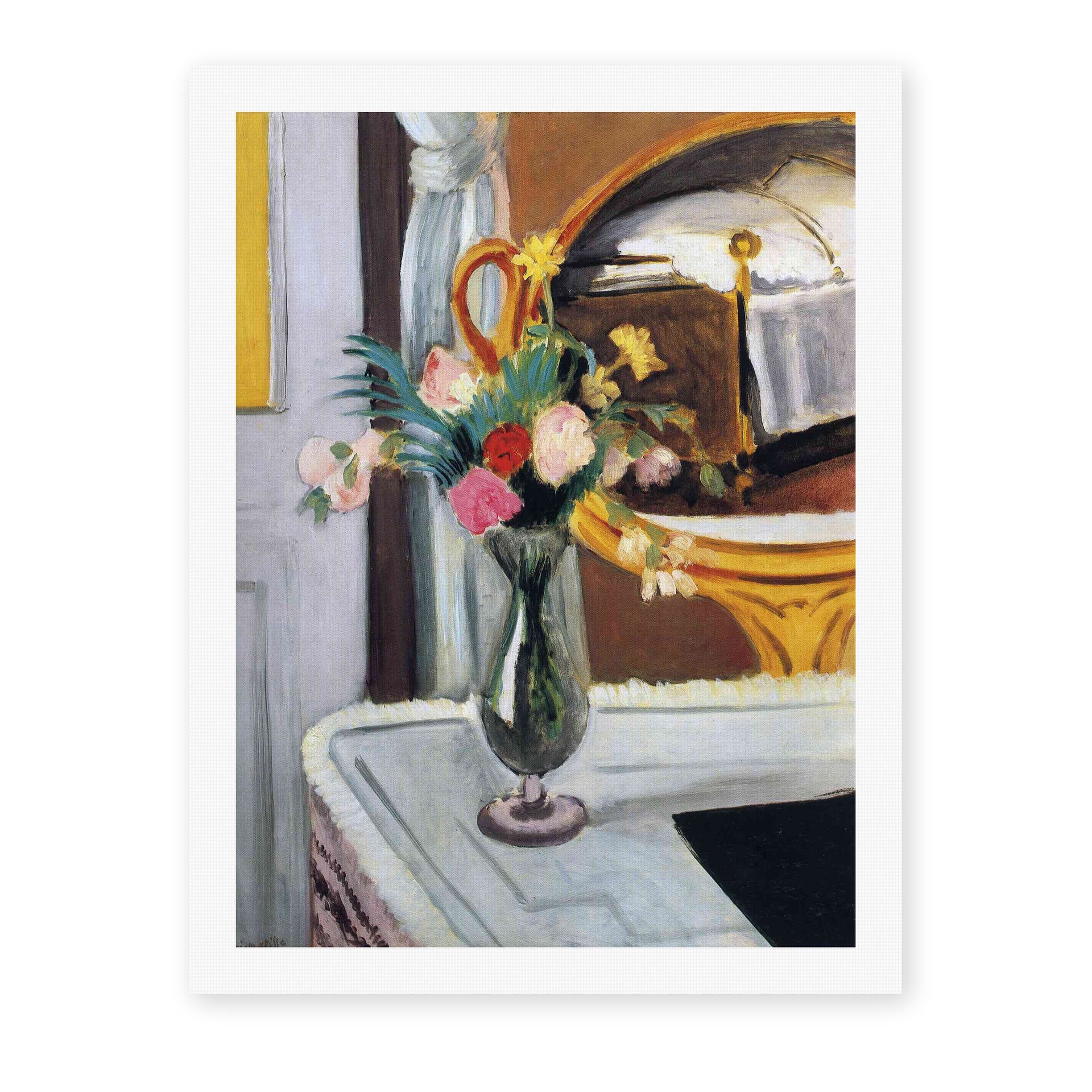 Henri Matisse's The Bed in the Mirror painting reproduced as a rolled canvas print
