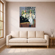 Unframed poster print of Henri Matisse's The Black Table displayed in a living room, view 1