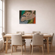 Gallery-wrapped canvas print of Henri Matisse's The Blue Eyes hanging on a dining room wall