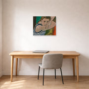 Unframed poster print of Henri Matisse's The Blue Eyes displayed in a home office