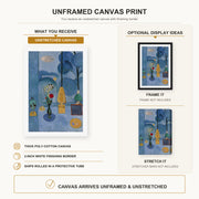 Henri Matisse - The Blue Window canvas print size comparison and framing display infographic