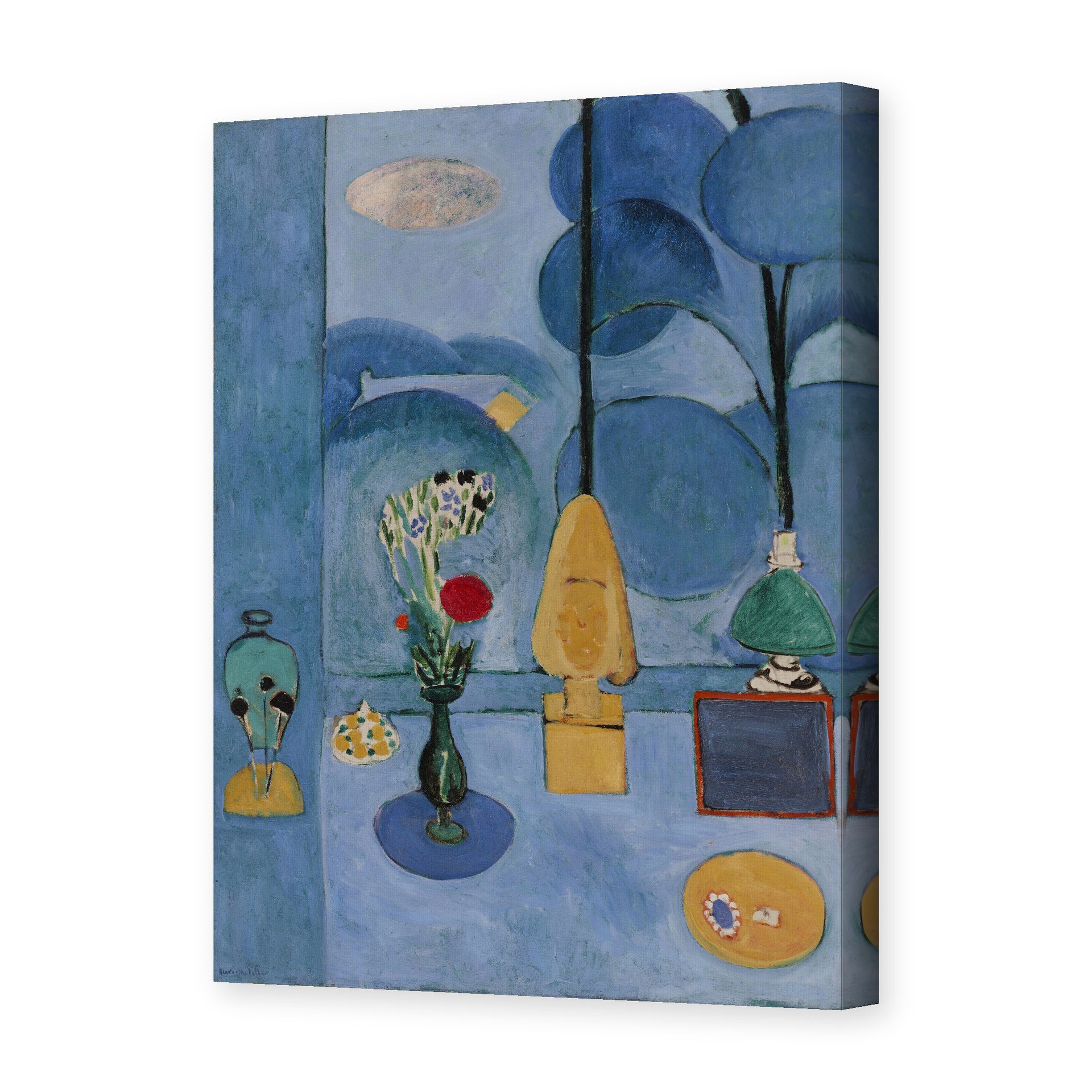 Henri Matisse's The Blue Window painting reproduced as a gallery-wrapped canvas print
