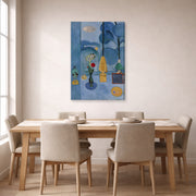 Gallery-wrapped canvas print of Henri Matisse's The Blue Window hanging on a dining room wall