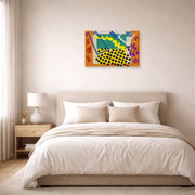 Gallery-wrapped canvas print of Henri Matisse's The Codomas hanging above a bed in a bedroom