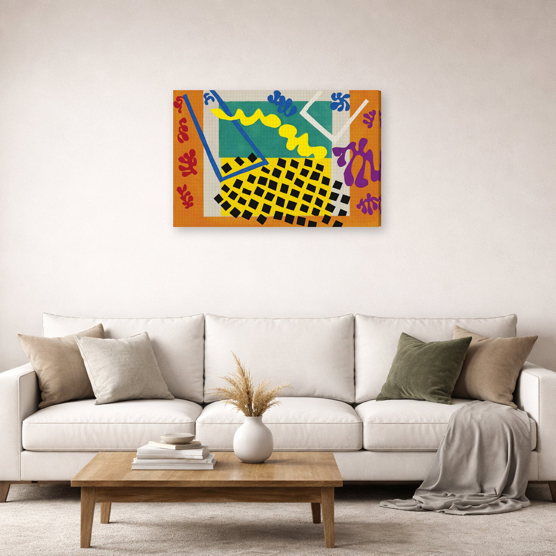 Gallery-wrapped canvas print of Henri Matisse's The Codomas hanging in a living room, view 2