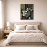 Gallery-wrapped canvas print of Henri Matisse's The Convalescent Woman (the Sick Woman) hanging above a bed in a bedroom