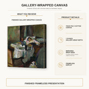 Henri Matisse - The Convalescent Woman (the Sick Woman) gallery wrap canvas construction and hanging details infographic