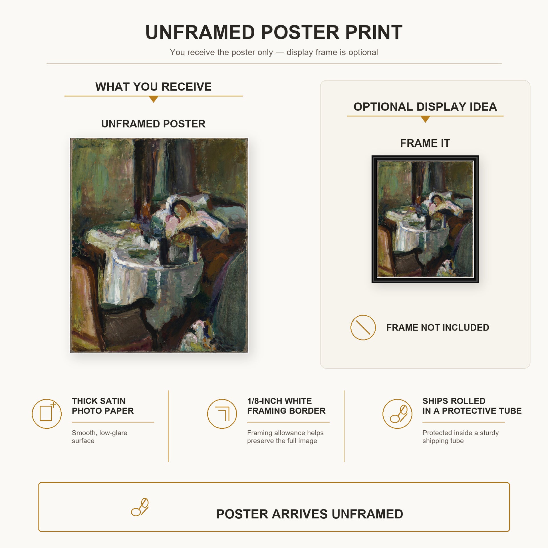Henri Matisse - The Convalescent Woman (the Sick Woman) poster print size comparison display infographic