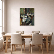 Unframed poster print of Henri Matisse's The Convalescent Woman (the Sick Woman) displayed on a dining room wall