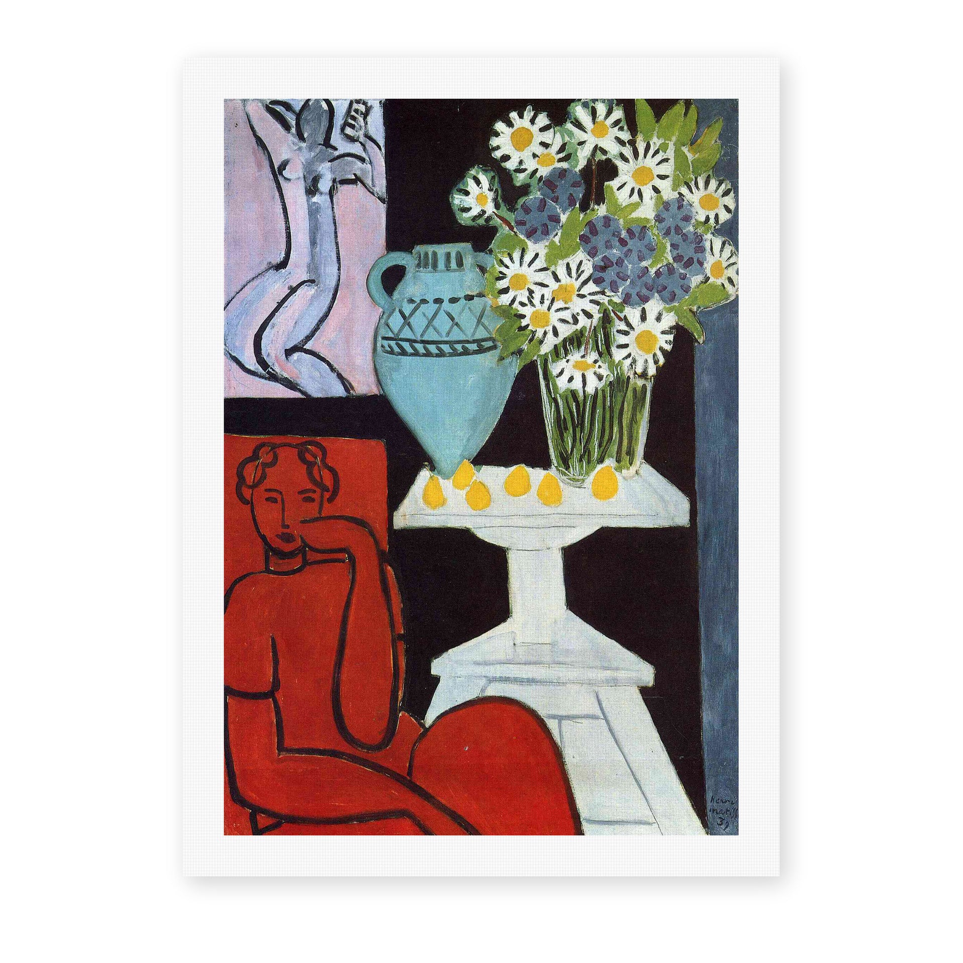 Henri Matisse's The Daisies painting reproduced as a rolled canvas print