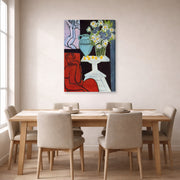 Gallery-wrapped canvas print of Henri Matisse's The Daisies hanging on a dining room wall