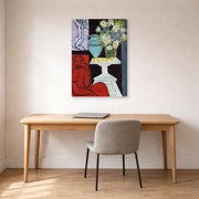 Gallery-wrapped canvas print of Henri Matisse's The Daisies hanging in a home office