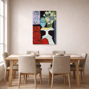 Unframed poster print of Henri Matisse's The Daisies displayed on a dining room wall