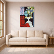 Unframed poster print of Henri Matisse's The Daisies displayed in a living room, view 1