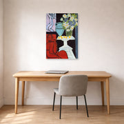 Unframed poster print of Henri Matisse's The Daisies displayed in a home office