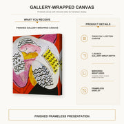 Henri Matisse - The Dream gallery wrap canvas construction and hanging details infographic