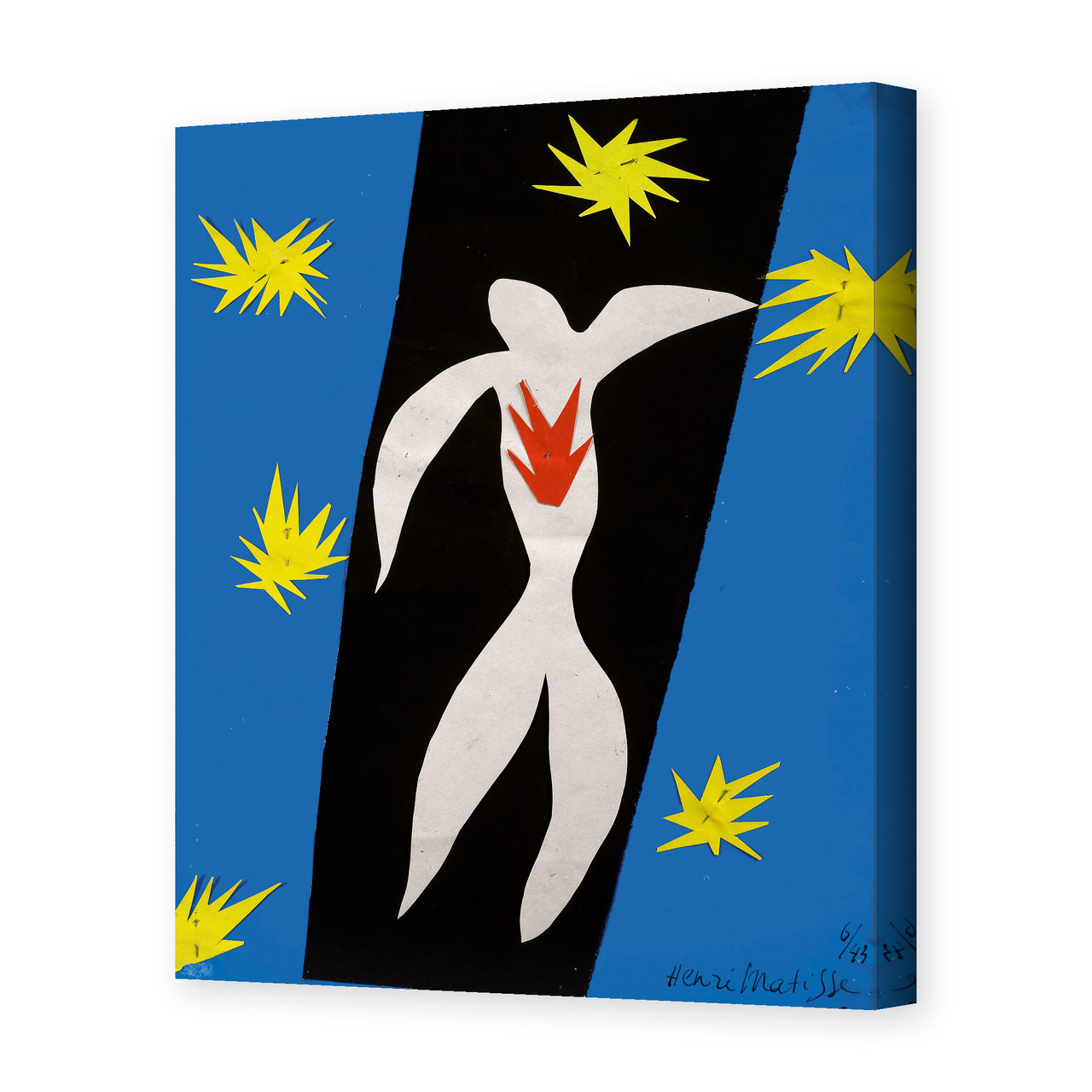 Henri Matisse's The Fall of Icarus painting reproduced as a gallery-wrapped canvas print