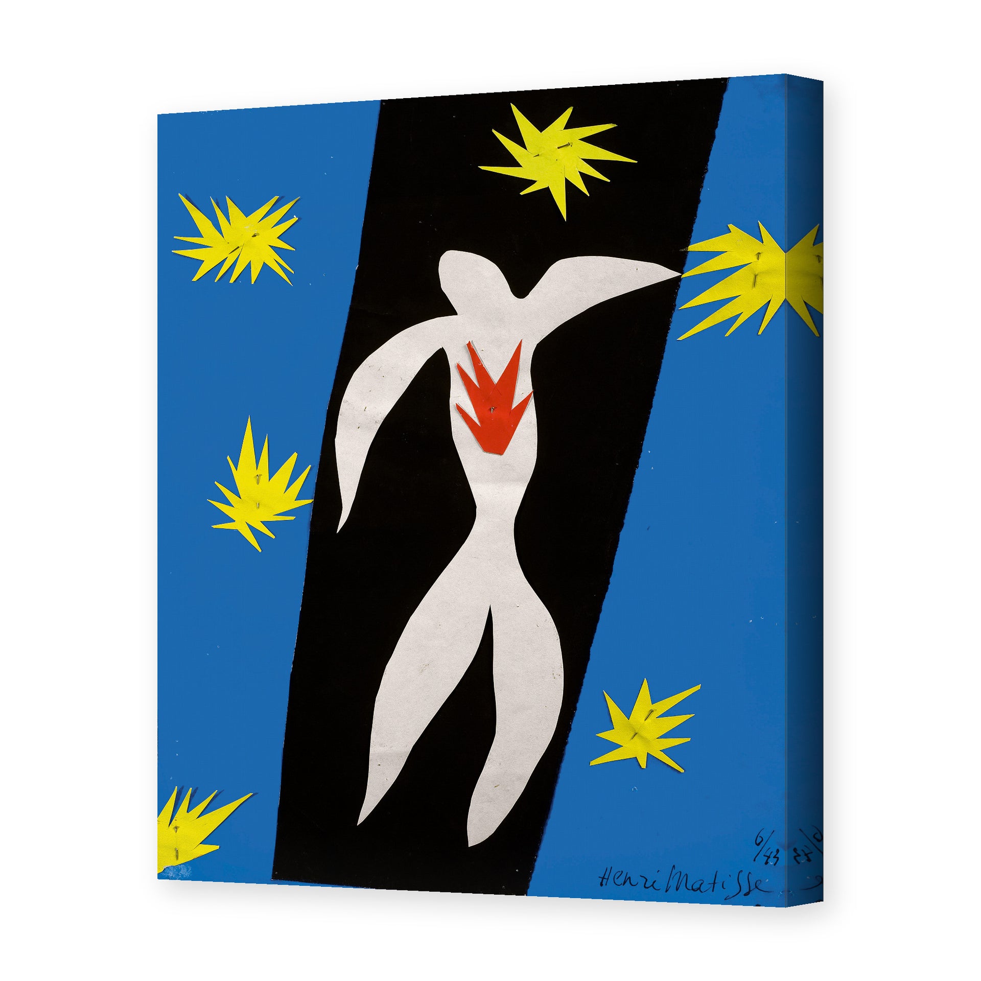 Henri Matisse's The Fall of Icarus painting reproduced as a gallery-wrapped canvas print