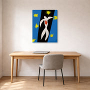 Gallery-wrapped canvas print of Henri Matisse's The Fall of Icarus hanging in a home office