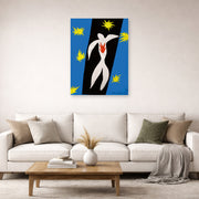 Unframed poster print of Henri Matisse's The Fall of Icarus displayed in a living room, view 2