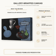 Henri Matisse - The Gourds gallery wrap canvas construction and hanging details infographic