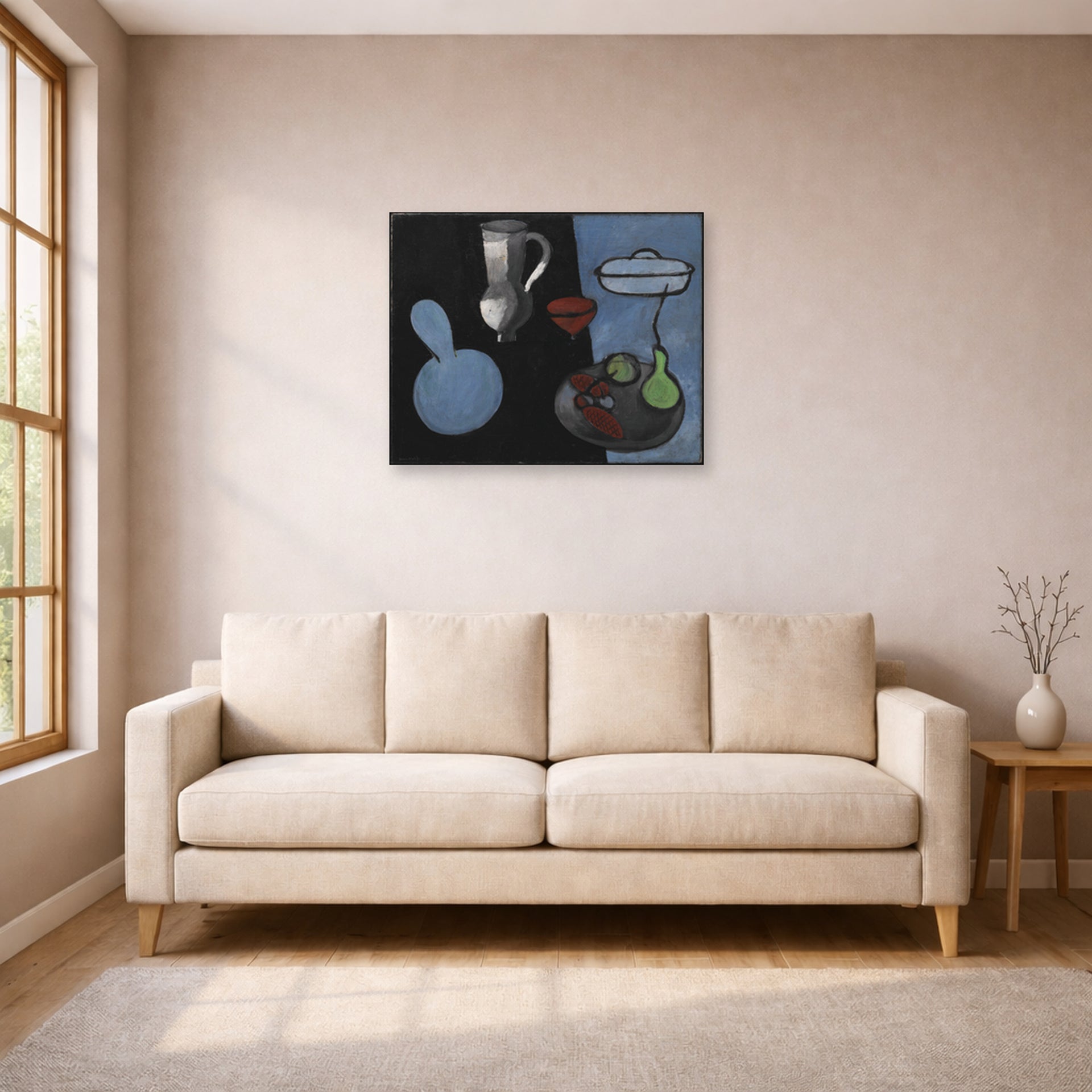 Unframed poster print of Henri Matisse's The Gourds displayed in a living room, view 1