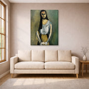 Gallery-wrapped canvas print of Henri Matisse's The Italian Woman hanging in a living room, view 1