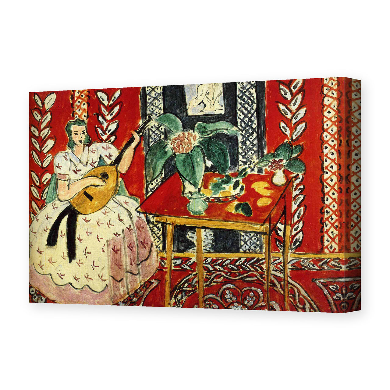 Henri Matisse's The Lute painting reproduced as a gallery-wrapped canvas print