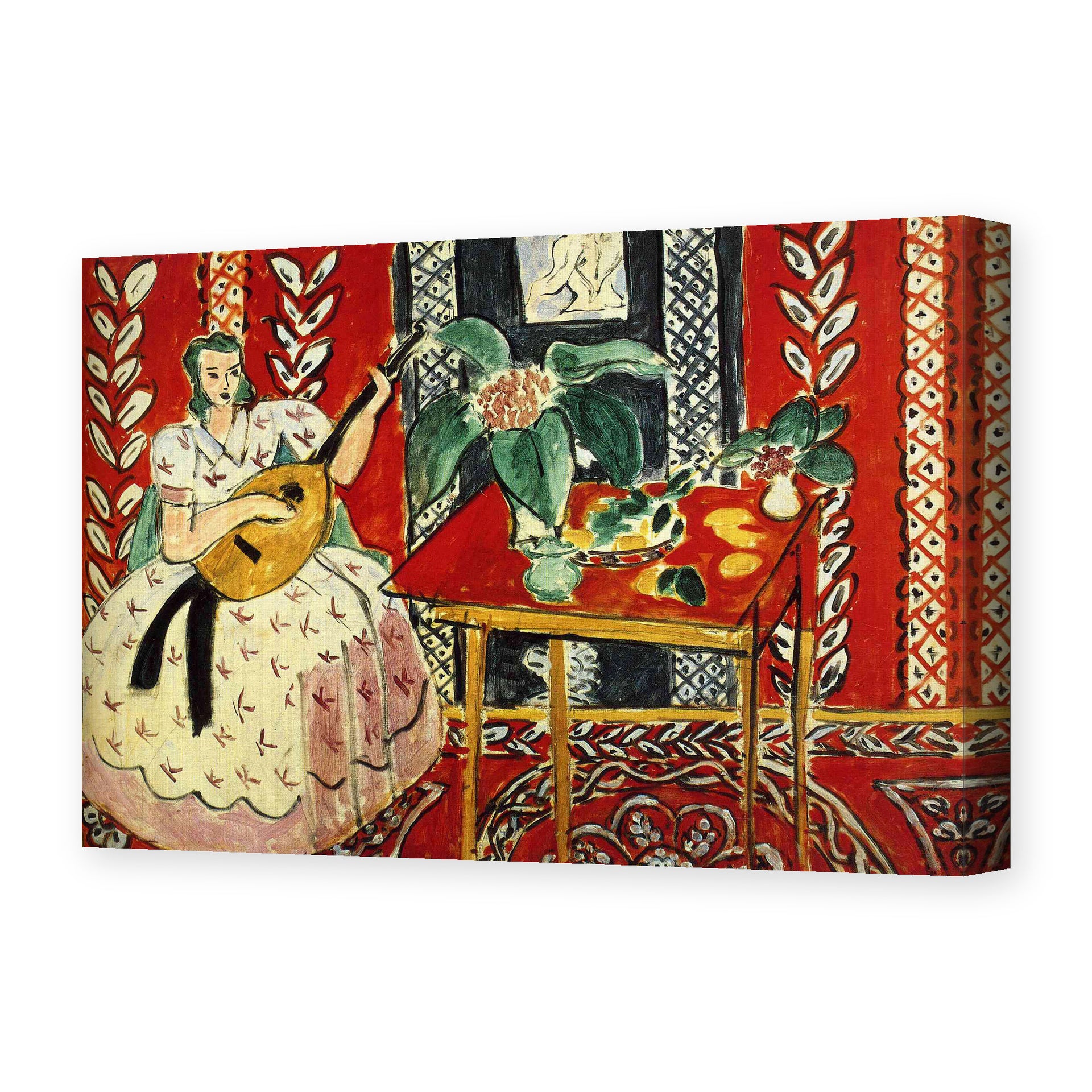 Henri Matisse's The Lute painting reproduced as a gallery-wrapped canvas print
